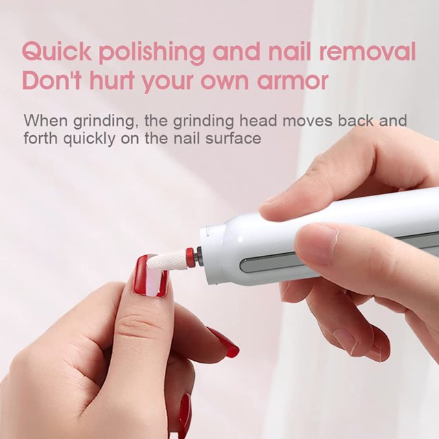 White Electric Cordless Nail Drill Machine for Acrylic Nails, Rechargeable Toenail Sander for all Nails, Professional Manicure Set with Bits for Women