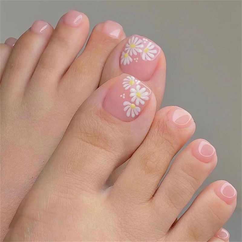 Square Toe Nude Pink Daisy