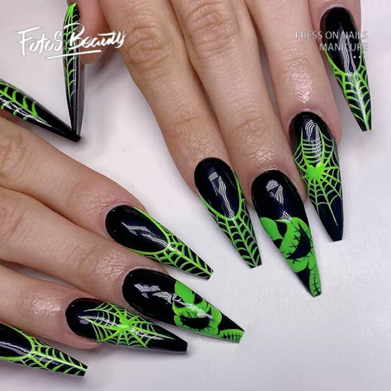 Long Coffin Spider Web Green