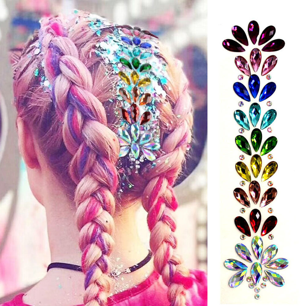 3Pcs 3D Sexy Face Tattoo Stickers Face Decoration Temporary Tattoos Glitter  Fake Tattoo Rhinestones For Woman Party Face Jewels Tatoo