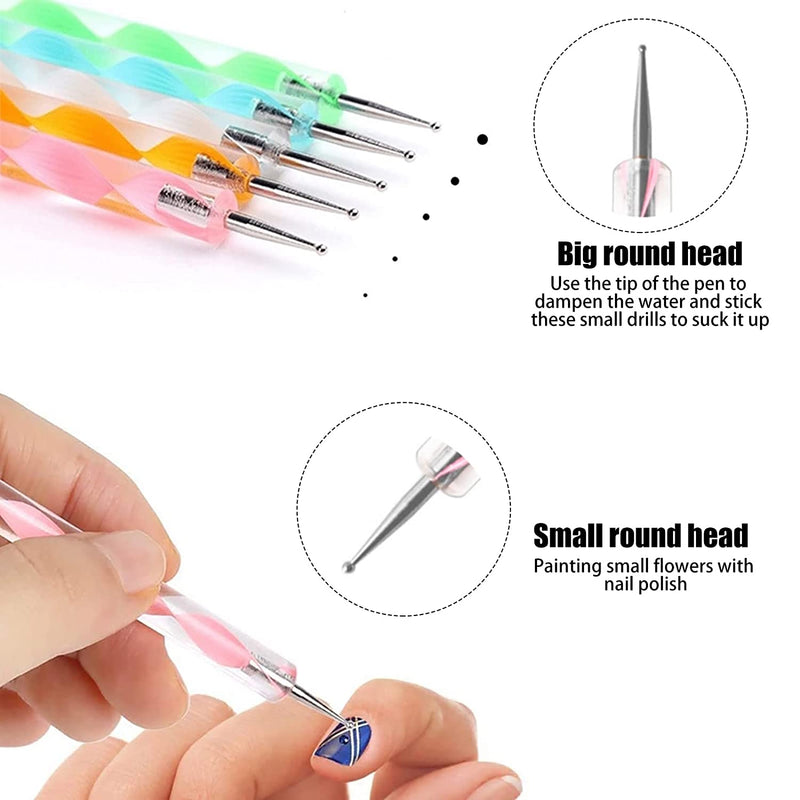 Fofosbeauty 20pcs Nail Art Design Tools, 15pcs Painting Brushes Set with 5pcs Dotting Pens