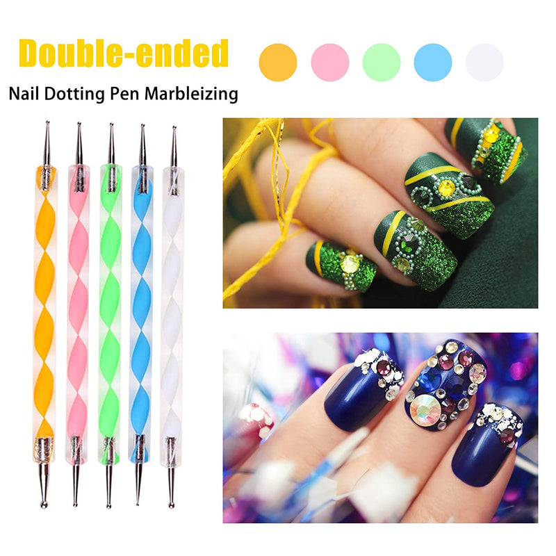 Fofosbeauty 20pcs Nail Art Design Tools, 15pcs Painting Brushes Set with 5pcs Dotting Pens