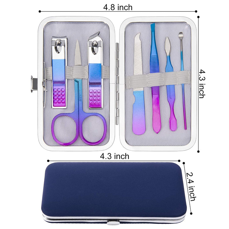 Fofosbeauty 7 In 1 Rainbow Professional Personal Nail Care Set with Luxurious Travel Case