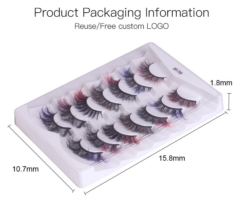 Fofosbeauty Colored Lashes Fluffy False Eyelashes with Color for Cosplay (Colored lashes-7P)
