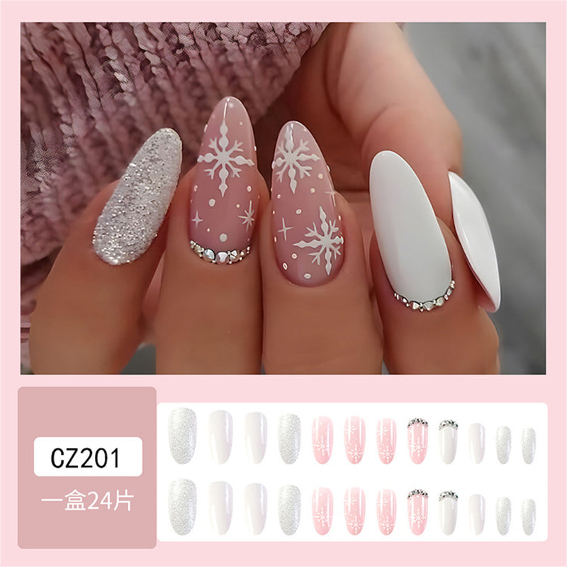 Almond Milky white snowflakes White Pink