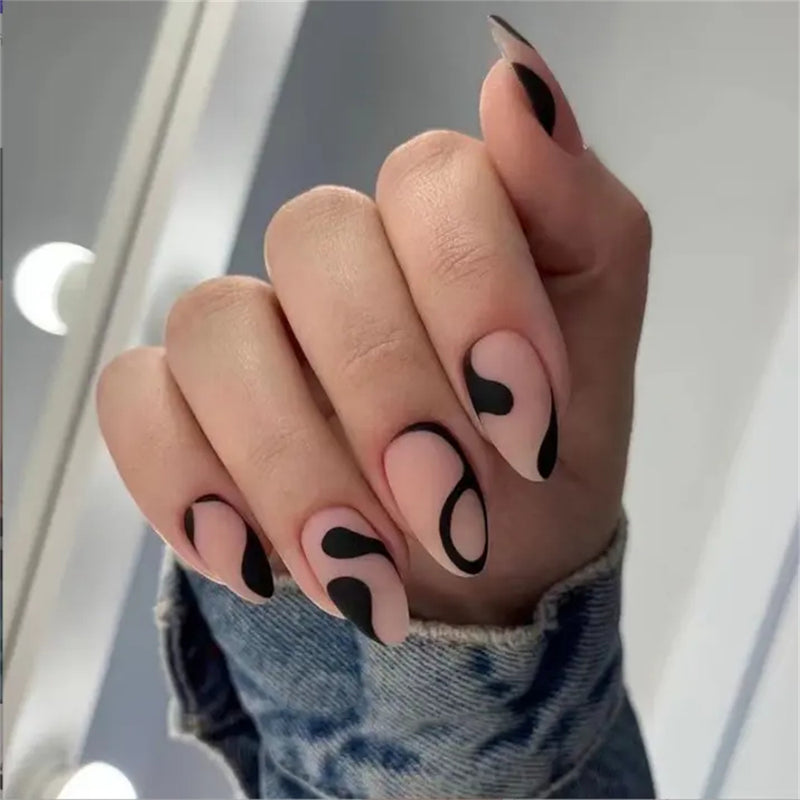 Almond Dotted lines Black