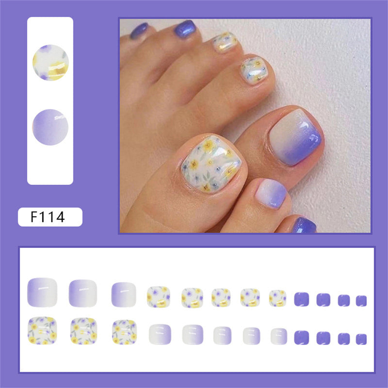 Toe Square Cool blue-purple yellow flowers