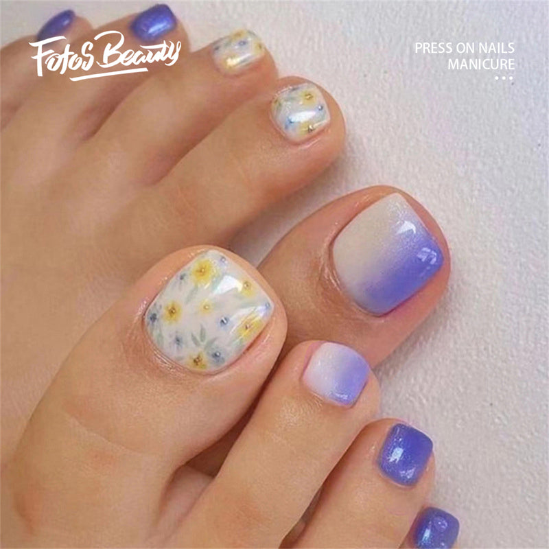 Toe Square Cool blue-purple yellow flowers