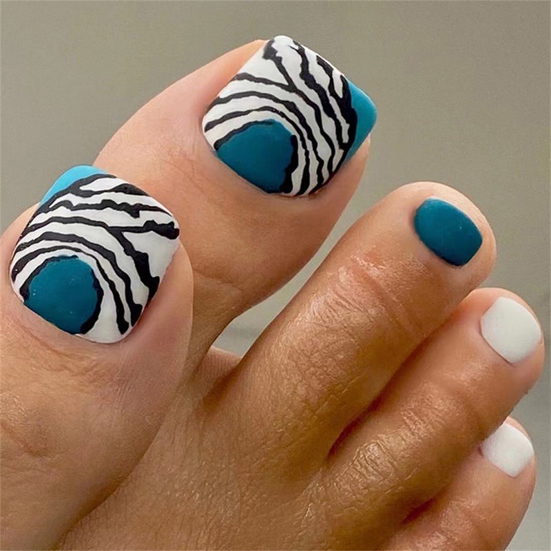Square Toe Blue black and white lines