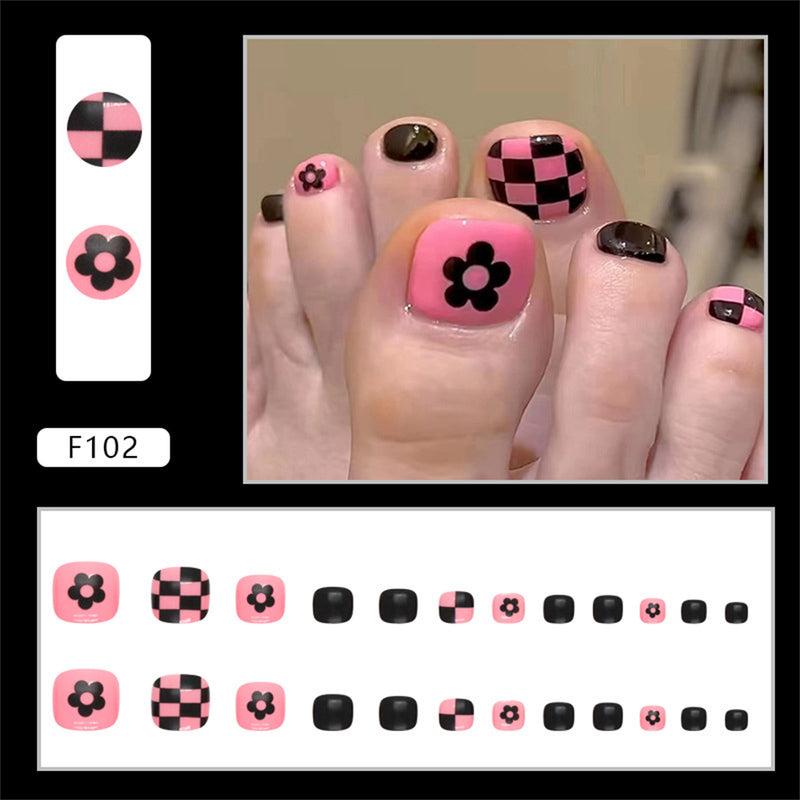 Square Toe Flower checkerboard Pink