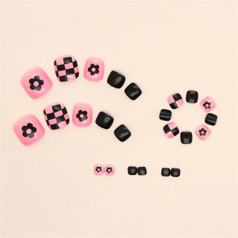 Square Toe Flower checkerboard Pink