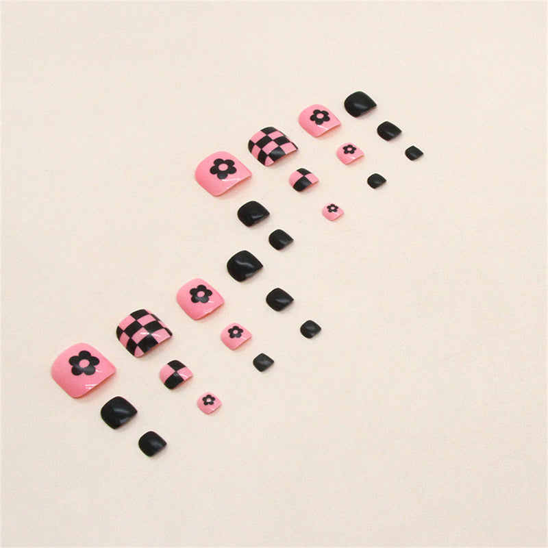 Square Toe Flower checkerboard Pink