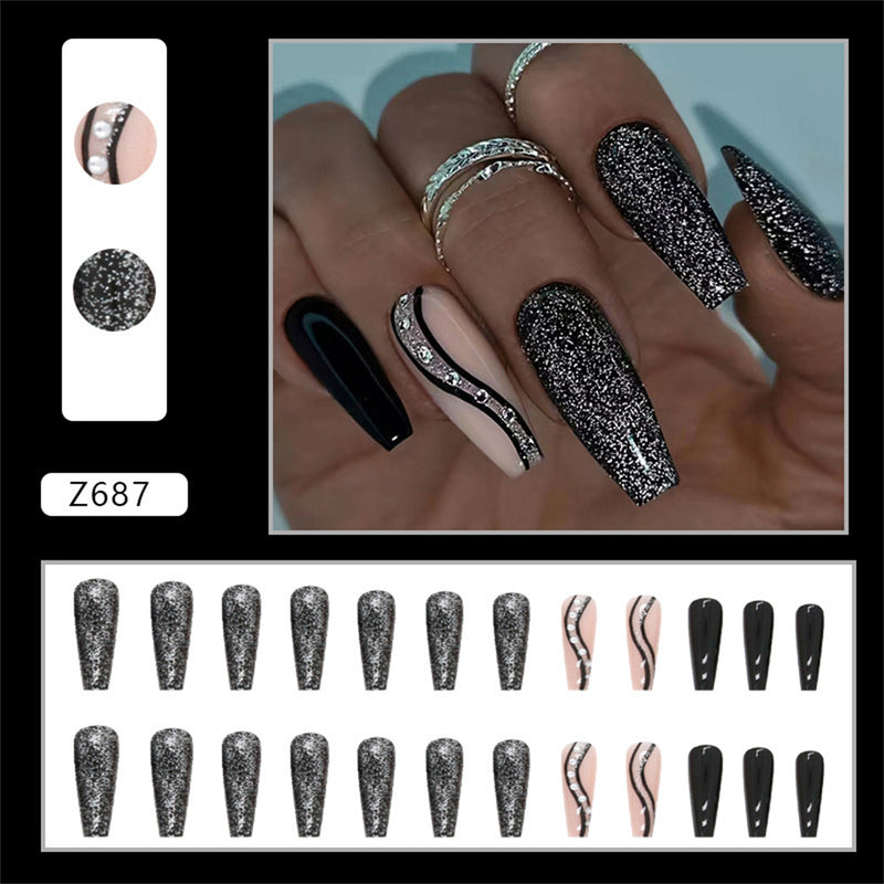 Coffin Mysterious Ripple Sweet Cool  Black glitter pops