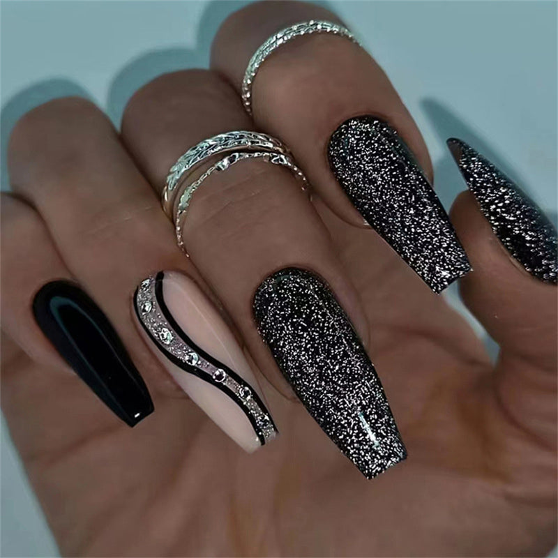 Coffin Mysterious Ripple Sweet Cool  Black glitter pops