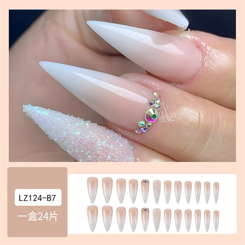 Stiletto glitter and diamonds Pink and white gradient