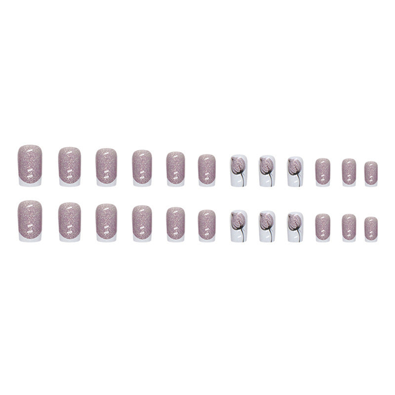 Coffin French Glitter buds Purple White