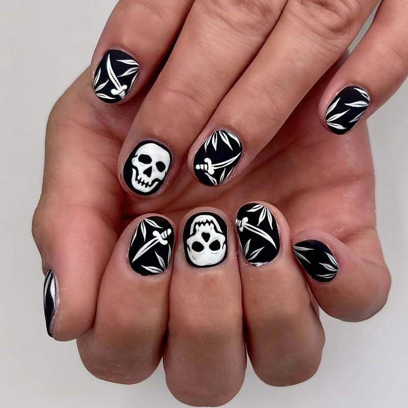 Almond Skull Black White Cute Elements