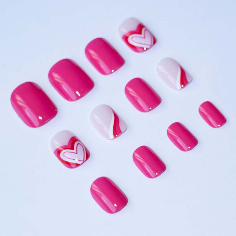 Almond Round Rose Heart Wearable Nail Art