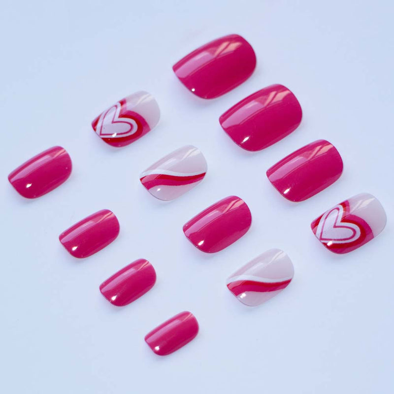 Almond Round Rose Heart Wearable Nail Art