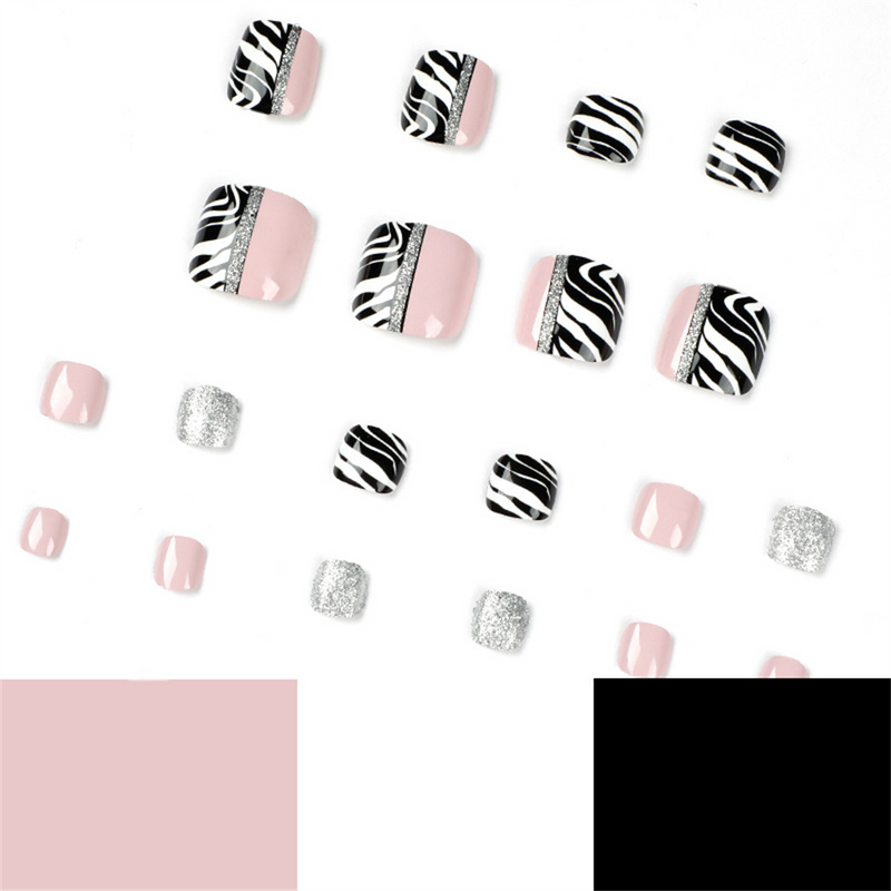 Square Toe Nude Pink Black and White Lines