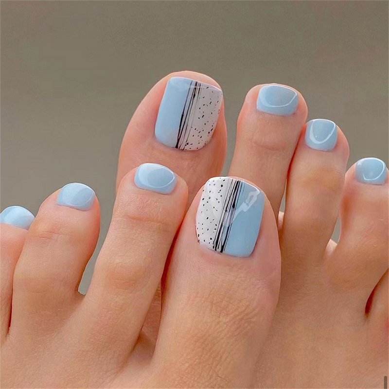 Square Toe Sky Blue and White Dot pattern