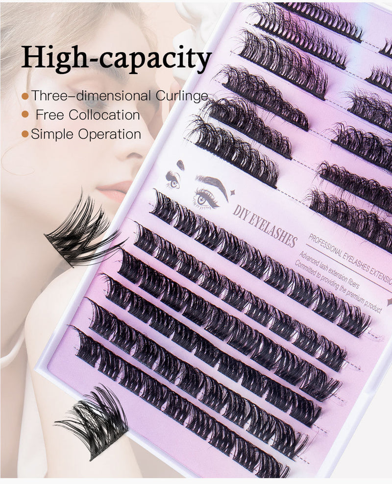 Fofosbeauty DIY Eyelash Extension Kit Lashes Cluster, 12-16mm Mix with Lash Bond and Seal and Remover Lash Applicator for Beginners, Black