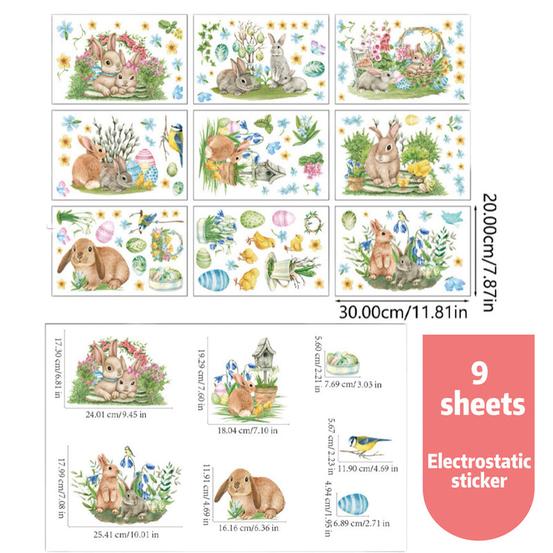 9 Sheets Easter Window Clings