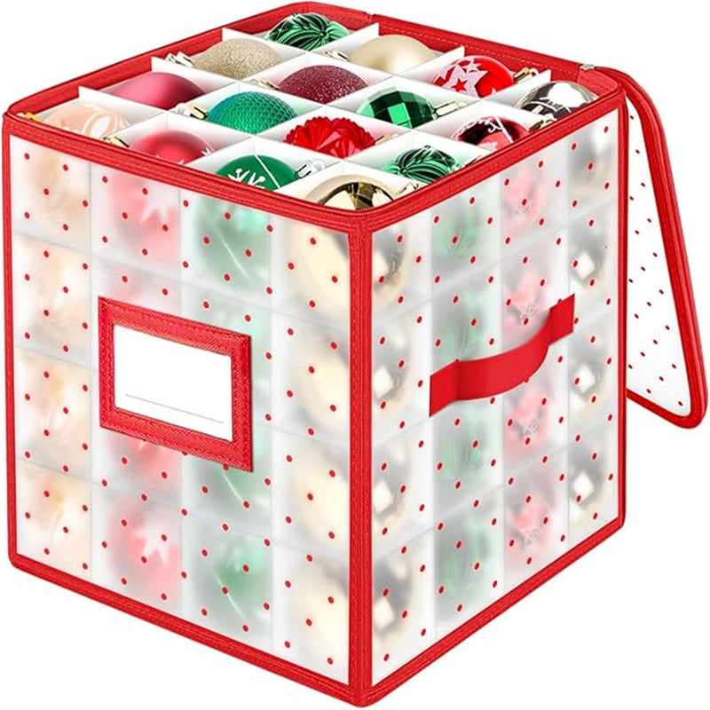 Christmas Ornament Storage Box with Adjustable Dividers