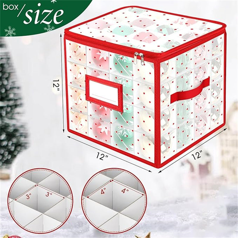 Christmas Ornament Storage Box with Adjustable Dividers