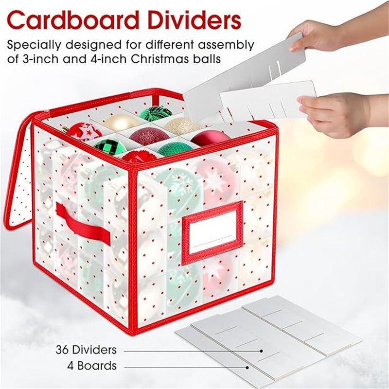 Christmas Ornament Storage Box with Adjustable Dividers