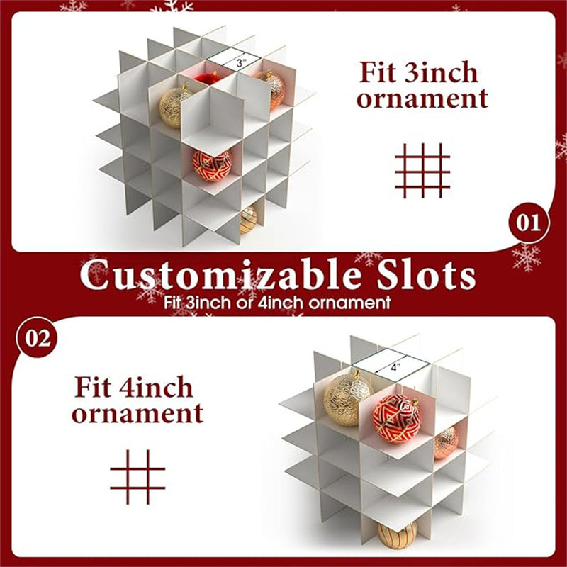 Christmas Ornament Storage Box with Adjustable Dividers