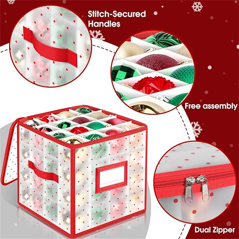 Christmas Ornament Storage Box with Adjustable Dividers