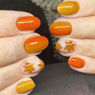 Almond Fall/Winter Orange Maple Leaf Glitter