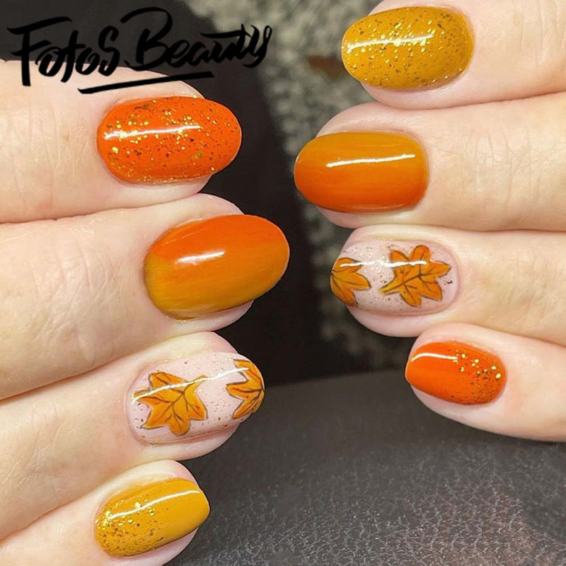 Almond Fall/Winter Orange Maple Leaf Glitter