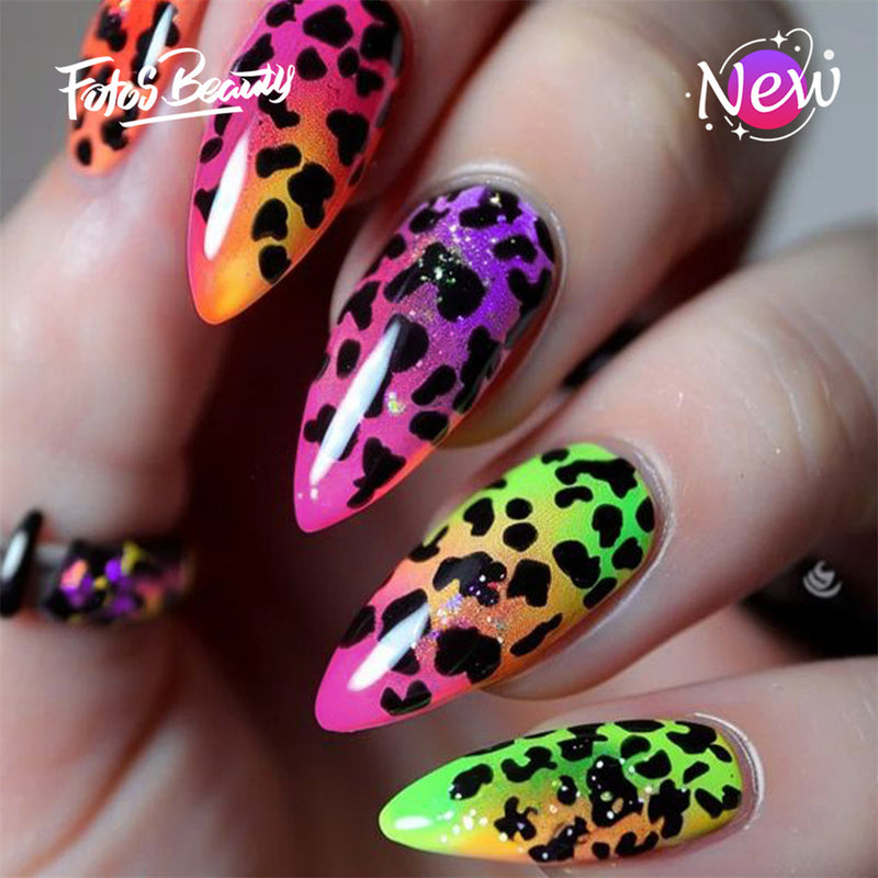 Almond Gradient Leopard Print Colorful