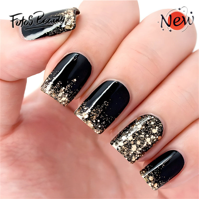 Coffin Gold Glitter Cool Black