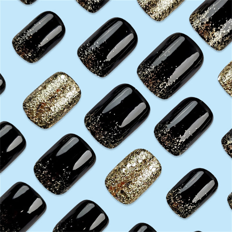 Coffin Gold Glitter Cool Black