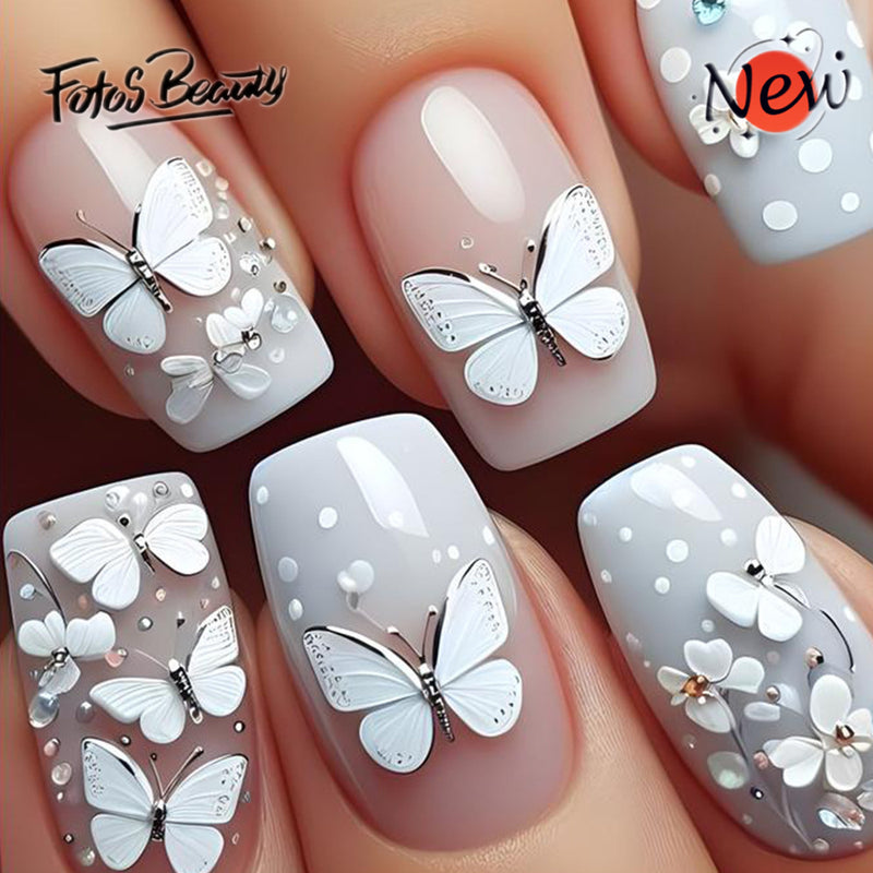 Coffin Embossed Butterfly White Gradient