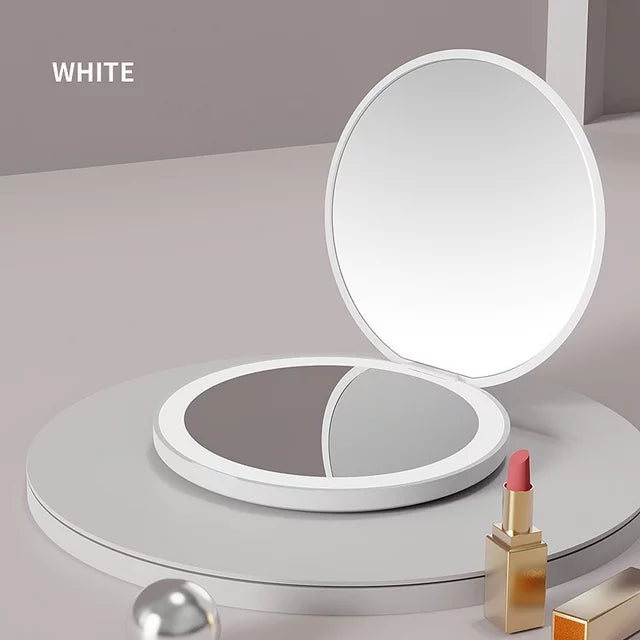 Compact Mirror with LED Light,1x/10x Magnifying Rechargeable Mirror,3.5in , Dimmable Travel Mirror for Purse, Pocket, Handheld 2-Sided Makeup Mirror (White 1Pack)