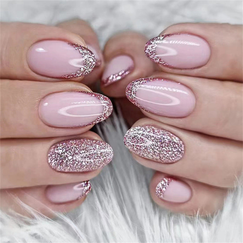 Round French Glittering Pink
