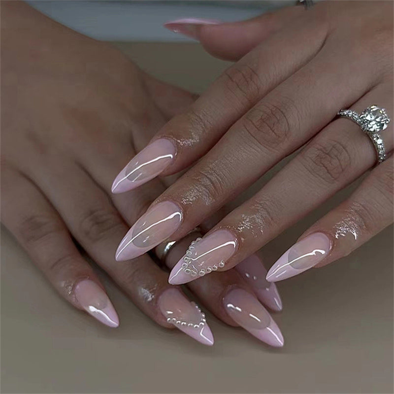 Stiletto French pearls Pink