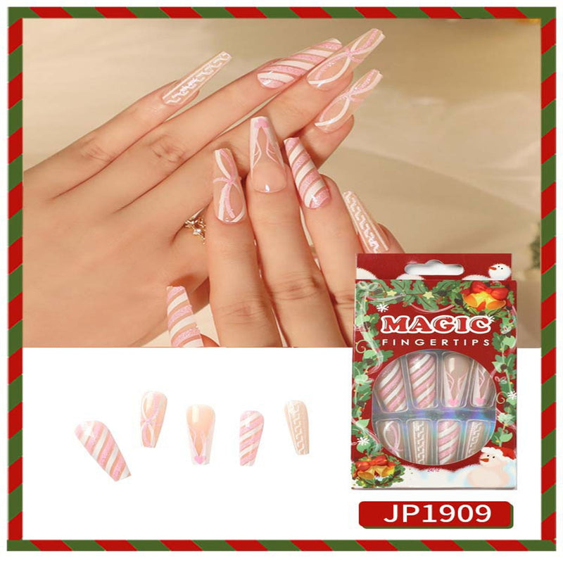 Long Coffin Christmas Stripes Pink