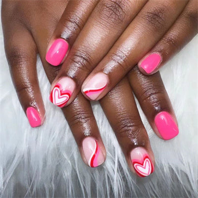 Almond Round Rose Heart Wearable Nail Art