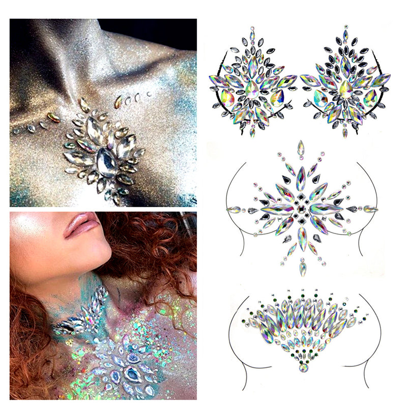 Stickers Crystal Tattoo Party Face Eye Gems Jewelry Punk Body