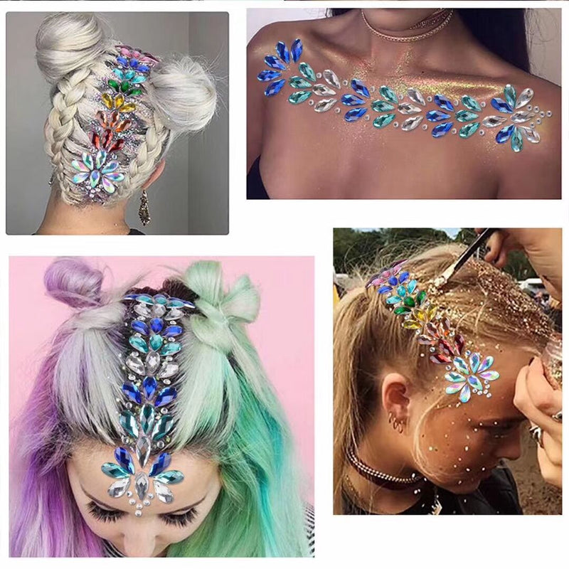 Music festival hair decoration diamond head stickers