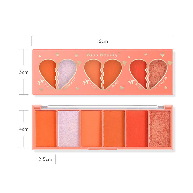 Emotional Blush Palette White Orange Nude Makeup High Gloss Eye Shadow Six Color Rouge