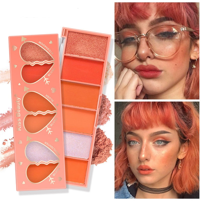 Emotional Blush Palette White Orange Nude Makeup High Gloss Eye Shadow Six Color Rouge
