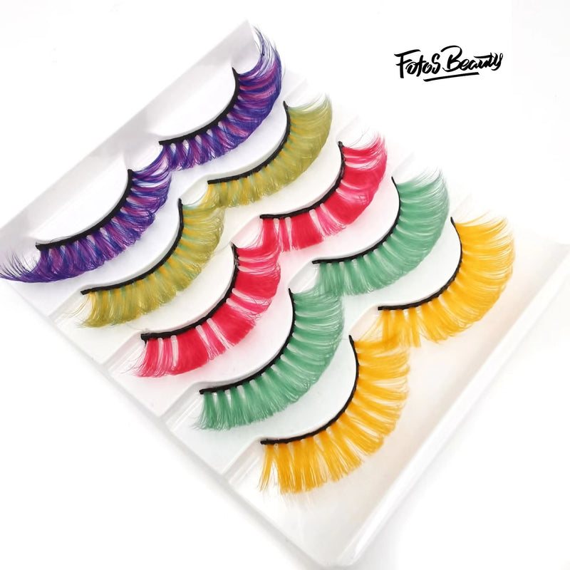 Fofosbeauty Color Messy False Eyelashes 5 Pairs Set Stage Makeup 3D Eyelashes