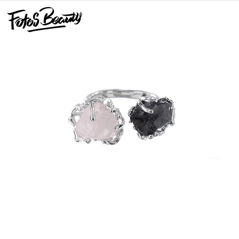 Black pink crystal open ring