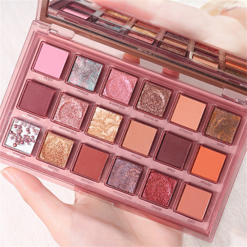 18-color eyeshadow palette long-lasting pearlescent matte pomegranate seed earth color eyeshadow palette makeup